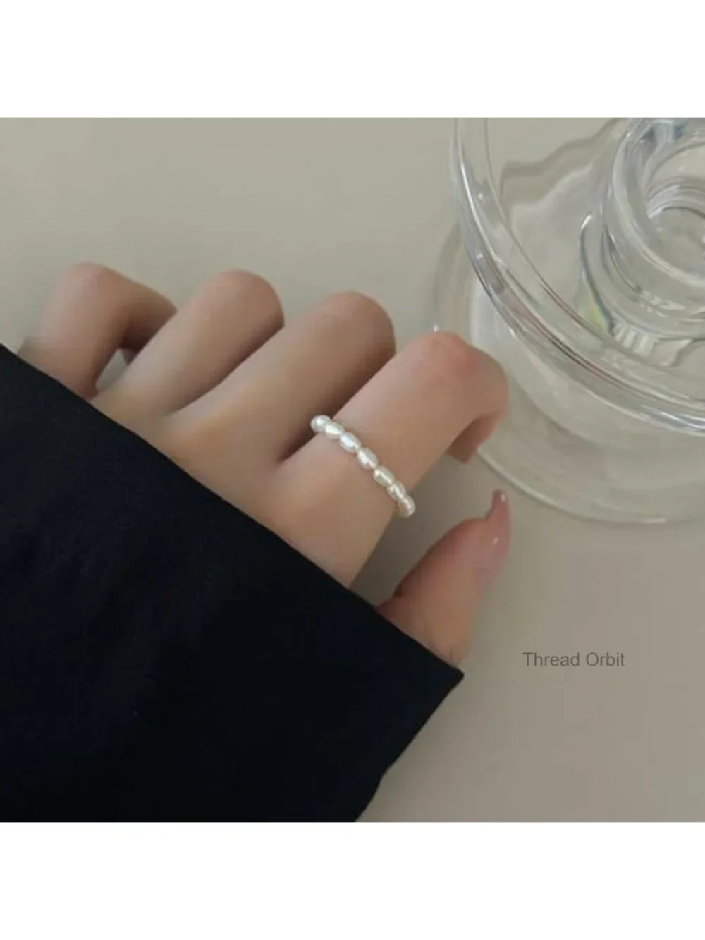 Natural Pearl Stretchy Stacking Ring, Elegant Minimalist Jewelry